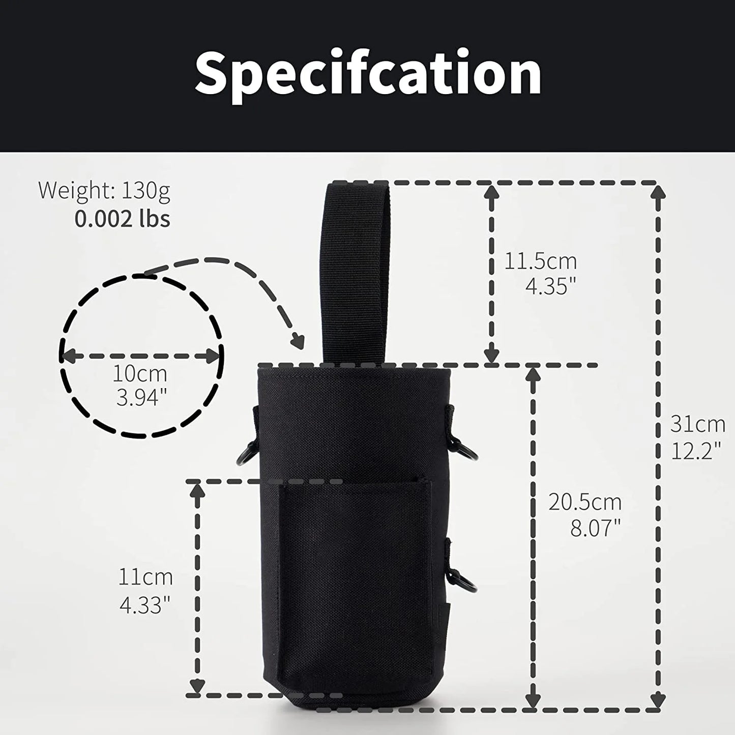 Magnetic Gym Water Bottle Bag Holder, Built-in Magnet for Easy Attachment to Metal Surface, Magnetic Bottle Sleeve Pouch